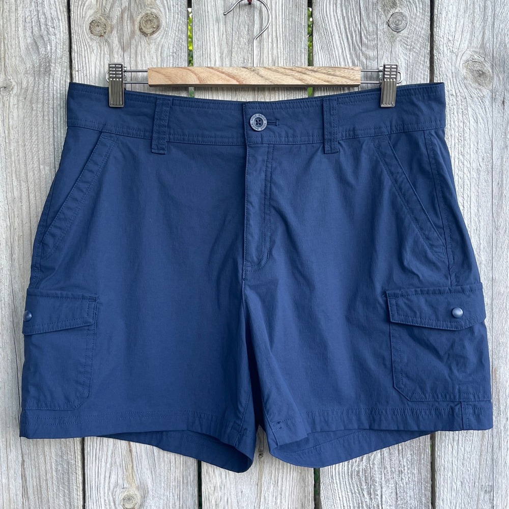 Eddie Bauer Womens Navy Blue Cargo Hiking Shorts Nylon Stretch Size 12